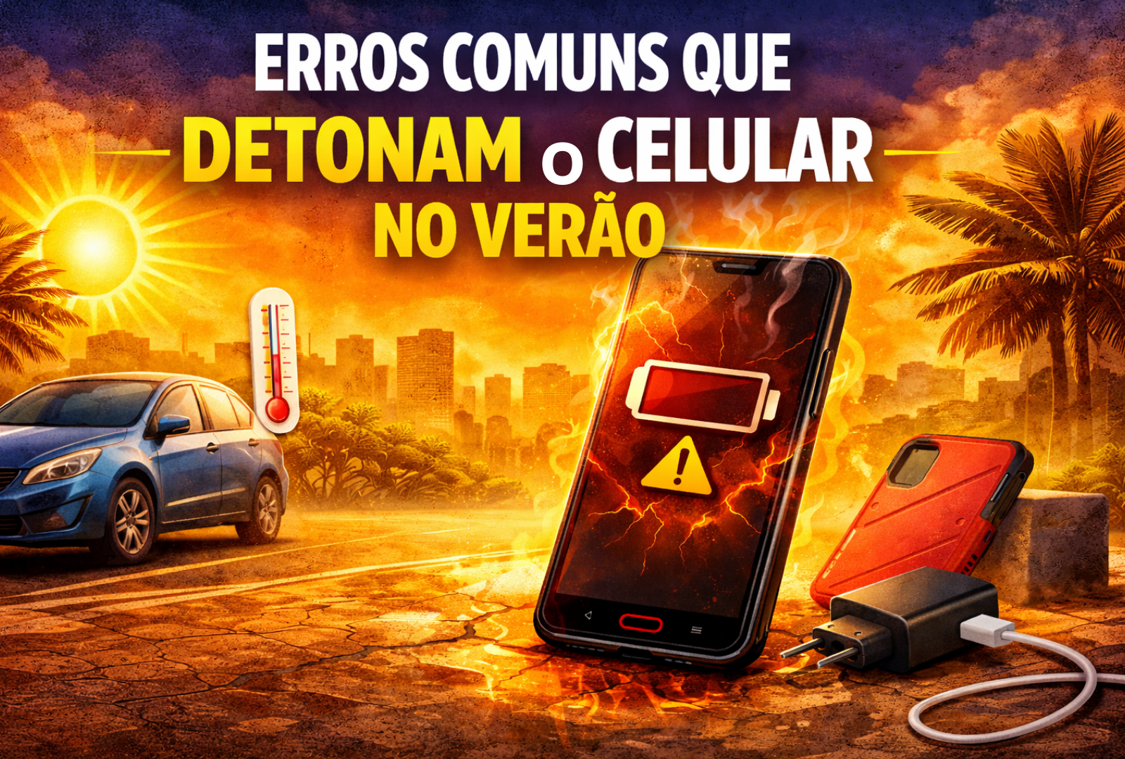 Leia mais sobre o artigo Erros Comuns que Detonam a Bateria do Celular no Verão! E Como Evitar)